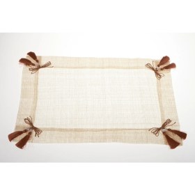 Resim Kanca Ev Amerikan Servis, Sinamay Hasır Doğal Malzeme, Kahverengi Fiyonklu, 33*48 cm 2 Lİ SET OLARAK SATILMAKTADIR. 