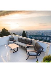 Resim Pilocca Bahçe Ve Balkon Mobilyası Gri Antrasit 3+1+1 Sehpalı Anrasit - Gri 