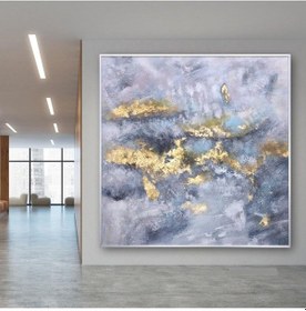 Resim Soyut Gold El Yapımı Yağlı Boya Tablo 84x84cm 