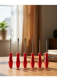 Resim Düz Ve Yıldız Başlıklı 7li Tornavida Seti Ergonomik Tutma 