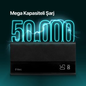 Resim Ttec Recharger Mega LCD 50.000 Mah Pd 20W Taşınabilir Hızlı Şarj Aleti / Powerbank 