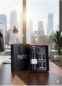 Resim OMZ ÇANTALI 500ML 3 PARÇA BARDAKLI ÇELİK TERMOS SETİ (4886) >550 ml Çelik Siyah 