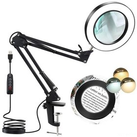 Resim Mufunye Led Büyüteç Işığı, Gerdane Çıvili Kollü, 3 Renk Aydınlatma, Usb Şarjlı, Aluminyum Gövde Diğer 