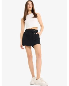 Resim Defacto Yüksek Bel Cepli Mini Jean Şort Etek E4696AX25SM Siyah 