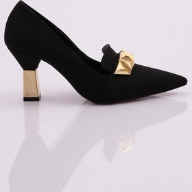 Resim Dgn 30905 Kadin Üçgen Taşli Topuklu Ayakkabi 30905-1710-R11307 Siyah 