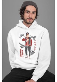 Resim Sevbano Uchiha Itachi Baskılı Unisex Oversize Naruto Anime Hoodie beyaz 