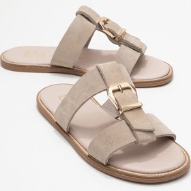 Resim Luvi Shoes Sveta Bej Süet Tokalı Hakiki Deri Kadın Terlik Bej 