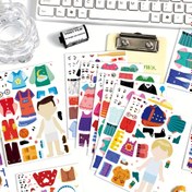 Resim Karikatür Karakter Giydirme Stickerları Kendine göre Düzenle, Hayal Gücüne Tamamen İzin Ver! 