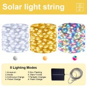 Resim 1 adet 32m 300LED/22m 200LED//12m 100LED/7m 50LED Dış Mekan Güneş Enerjili Işıklı Zincir, Bahçe Partisi Yeni Yıl Düğün Arka Bahçe Noel Ağacı Çit Havuz Dekoru Asma Işık Sıcak Beyaz, Çok Renkli Su Geçirmez Peri Işıkları ile 8 Aydınlatma Modu 