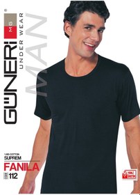 Resim Güneri Underwear Erkek Siyah Süprem Yarım Kollu Sıfır Yaka Atlet % 100 Pamuklu Fanila 3 Lü Paket 112-3s Siyah 