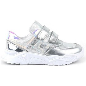 Resim Rakerplus Hakiki Deri Gümüş Renl Cırtlı Kız Çocuk Sneaker Ayakkabı 