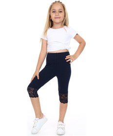 Resim Toontoy Kids Toontoy Kız Çocuk Paça Dantel Detaylı Kapri Lacivert 