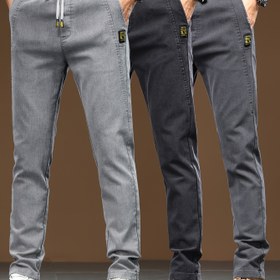 Resim 2025 Yeni Elastik İnce Uygun Hafif İş Günlük Pantolonlar Erkekler İçin, Karışım Malzeme, Küçük Düz Bacak, Tüm Mevsimler İçin Uygun. 