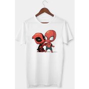 Resim Anı Diyarım Bebek Spiderman ve Deadpool Tasarımlı Tişört 