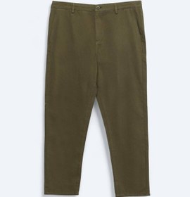 Resim Kip Haki Dokuma Relaxed Fit Casual Pamuk Karışımlı Pantolon Haki 