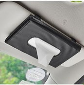 Resim Novahub Seametal Araba Doku Kutusu Karbon Fiber Araba Güneşlik Asılı Tutucu Saklama Kutusu Siyah 