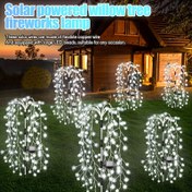 Resim AMill Akıllı Güneş Enerjili Beyaz Söğüt Havai Fişek Işıkları - 100 LED, 8 Modlu, Esnek Bakır Tel Işıklar, Bahçe Dekoru için, Sevgililer Günü, Partiler, Kamp, Noel ve Düğünler İçin Mükemmel 