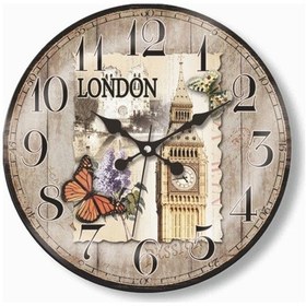 Resim London Desenli Okunaklı Ev Işyeri Ofis Bombe Camlı Duvar Saati Çok Renkli 