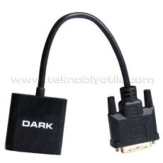 Resim Dark DVI to VGA Aktif - Dijital, Full HD 1080P, Altın Uçlu ,Tak Çalıştır Dönüştürücü (DK-HD-ADVIDXVGA) 