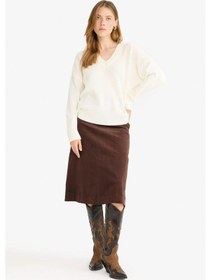 Resim Defacto Regular Fit Normal Bel Kadife Midi Etek G1740ax25aubn341 Kahve 