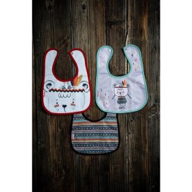 Resim Mai Perla Yerli Temalı Pamuku Microfiber Unisex Bebek Mama Önlüğü 