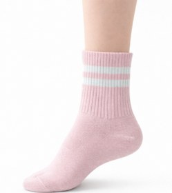 Resim SOLDE SOCKS 2'li Kız Çocuk Pamuklu Günlük Çorap - Çizgili Desen, Beyaz & Pudra Renk, Yumuşak Dokulu, Kaliteli 