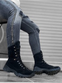 Resim BOA BA0605 Bağcıklı Siyah Süet Askeri Postal Bot 