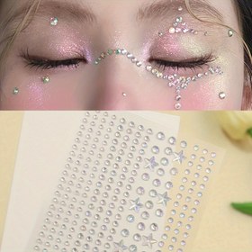 Resim 1 adet Işıltılı Akrilik Taşlı Yüz Stickerları - Yıldız Şeklinde, Partiler & Sahne Festivalleri İçin Mükemmel 