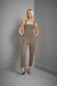 Resim Beli Kordonlu Cepli Vizon Triko Pantolon - Vizon / M 