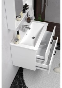 Resim Teta Home Batum 80 Cm Mdf Banyo Dolabı Seti Beyaz Beyaz 