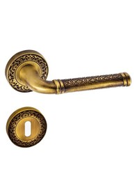 Resim Doğanlar Topkapı Lüx Prinç Rozetli Kapı Kolu Olifka Antik Sarı 