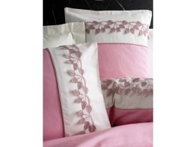 Resim MCM Group Cotton Box Brode Nakışlı Çift Kişilik Saten Nevresim Takımı Niobe Pembe 