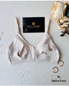 Resim Liza Puantiye Desenli Pamuklu Penye Kalın Askılı Toparlayıcı Bale Bej 