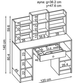 Resim Glamo Aynalı Makyaj Masası - Tek Çekmeceli, 2 Dolaplı , Takı Düzenleyici Mat Beyaz Beyaz 