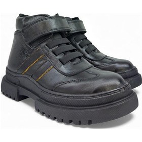 Resim Tekiner Hakiki Deri Ortopedik Deri Bot Erkek Çocuk Siyah 