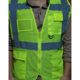 Resim ForWhat Personel İş Güvenliği İçin Fileli Cepli Sarı Reflektörlü M İkaz Yeleği 