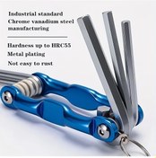 Resim Tongdashop Mavi Metrik Allen Anahtar Seti Katlanır Cep Anahtarlığı Tamir Aleti 