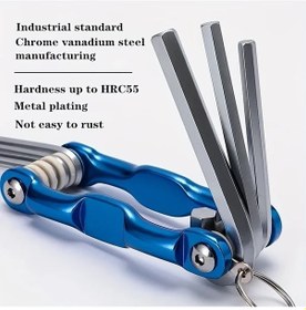 Resim Chuangyinshop Mavi Metrik Allen Anahtar Seti Katlanır Cep Anahtarlığı El Aleti 