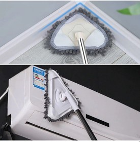 Resim Teleskopik Saplı 150 Cm Üçgen Mop Cam Duvar Tavan Fayans Parke Temizleyici Mop 5468 