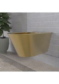 Resim Lucco Asma Klozet İçi Beyaz Dışı Komple Altın 