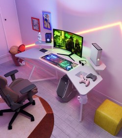 Resim Michael Brean Özel Tasarım Kanatlı Oyuncu Masası 160 Cm. Bardaklık Ve Kulaklık Tutucu Hediye 