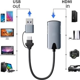 Resim HU04A Type-C/usb A To 4K 60Hz 1080P HDMI Video Capture Yakalama Hub Adaptör 