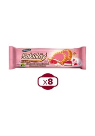 Resim Ülker Saklıköy Frambuazlı Beyaz Çikolatalı Bisküvi 100 Gr X 8 Adet 