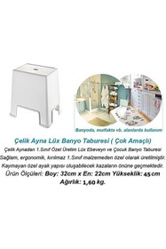 Resim NESS AVM Mutfak Bahçe Balkon Banyo Taburesi Kaydırmaz Taban Süper Kalite Beyaz Renk Çok Amaçlı 