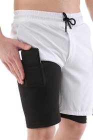 Resim Ghassy Co. Erkek Running Hızlı Kuruma Micropolyester Arka Fermuar Cepli Ve Havlu Halkalı Antrenman Futbol Fitness Kısa Taytlı Şort 