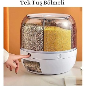 Resim Dönebilen 6 Bölmeli Hava Geçirmez Saklama Kutusu, Kuru Gıda ve Bakliyat Organizeri 
