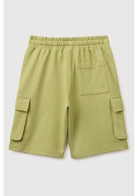 Resim United Colors Of Benetton Erkek Çocuk Beli İp Detaylı Ön Cepli Bermuda Şort Haki 6-14 Yaş-2810 