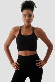 Resim Superstacy Kate Dikişsiz Siyah Spor Bra 