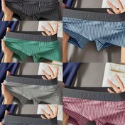 Resim 5'li Erkek Dikişsiz Bokser Külot Seti - Nefes Alabilir, Esnek Bel Bandı, Çeşitli Renklerde Çizgili Tasarım (Mavi, Beyaz, Mor, Yeşil, Pembe) - Günlük Rahat İç Giyim, Günlük Kullanım Külotları | Elastik Bel Bandı | Esnek Malzeme 