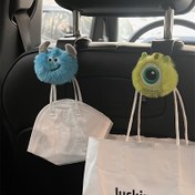 Resim Disney Monsters, Inc. Peluş Araba Koltuk Askıları - Büyük Gözlü Mike & Sulley Tasarımı, Çok Fonksiyonlu Arka Koltuk Depolama, Sevimli Araç İç Dekor Aksesuarı, Oyunbaz Tasarım, Yumuşak Dokulu 